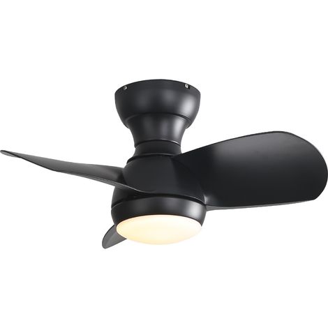 Ventilador de techo 58 cm negro con luz LED regulable 18 W, 3 aspas ABS y mando (1/5)