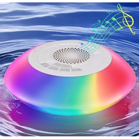 Altavoces Bluetooth iluminación colorida: altavoz portátil flotante piscina agua IPX7) 8 modos luz, sonido estéreo HD, manos libres e inalámbrico (1/5)