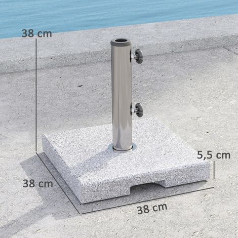Pied de parasol granit 21kg gris, poignées pour Ø32-48mm 38x38x38cm (1/5)