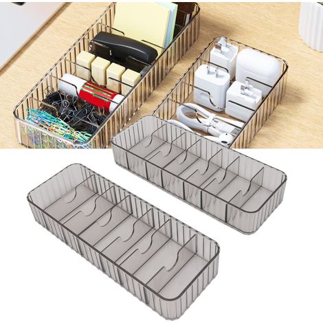 Kabelorganizer für den Schreibtisch: Modulare, transparente Aufbewahrungsbox mit mehreren Fächern für Kabel, Ladegeräte und Bedienelemente (2er-Set) (1/5)