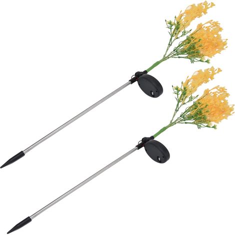 Lot de 2 lampes solaires en forme de fleur de colza, étanches IP44, pour jardin, cour, porche, clôture et terrasse. (1/5)