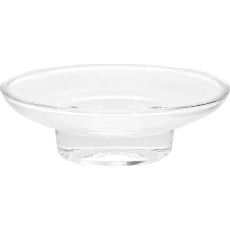 Runde Seifenschale aus Klarglas, Seifenablage für Bad, Dusche, Zuhause, Reisen und Outdoor. – 11 x 3,5 cm (1/4)