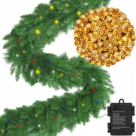 GHIRLANDA NATALIZIA LUMINOSA ALBERO DI NATALE 3 M LUCI LED CATENA CALDA+MULTI