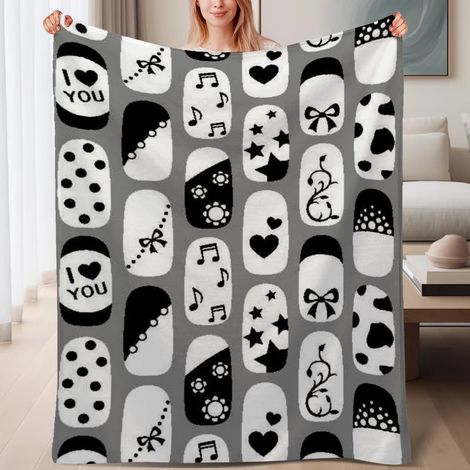 Couverture de lit en polaire, douce et chaude en microfibre chaude pour le printemps, décoration intérieure stylée, cadeau parfait pour femmes et hommes, 6080 pouces (1/4)
