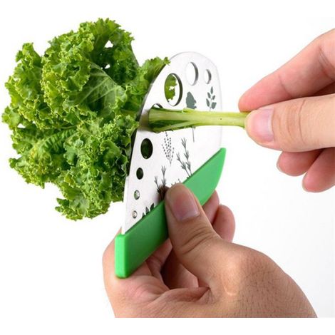 Décapant À Feuilles - Acier Inoxydable 430 - Pour Herbes Culinaires - 9 Trous - 12,3 X 6,9 X 0,2 Cm - 1 Pièce (1/5)