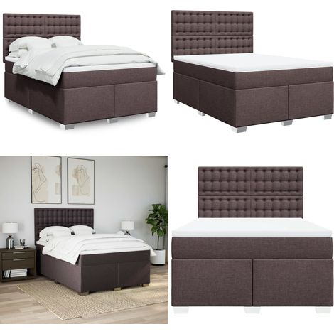 Sommier à lattes de lit avec matelas Marron foncé 160x200 cm - Sommier - Matelas à ressorts ensachés (1/5)