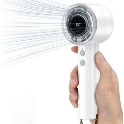 Mini USB Portable Handheld Fan with LED Display - 3000 mAh - Portable Handheld Fan for Office, Library, Travel - White