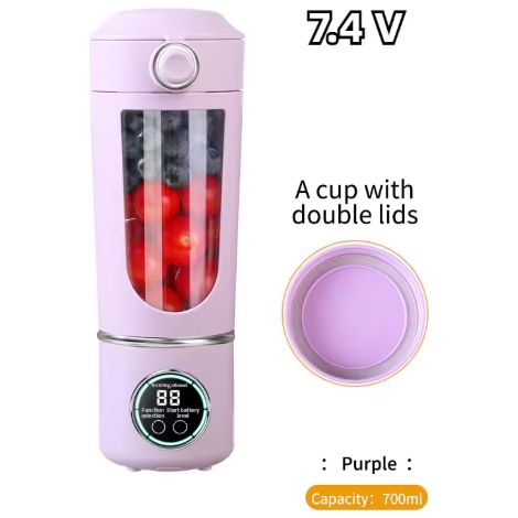 Tragbarer Mixer/Entsafter, großes 700-ml-Fassungsvermögen, robuste Stahlklingen, 2-in-1-Mixbehälter, tragbarer Smoothie-Maker – Lila