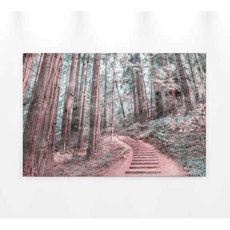 Tableau forêt marron & vert | Tableau sur toile chemin dans la forêt idéal déco salon | Tableau paysage forêt parfait pour bureau 0,9 x 0,6 m (1/5)