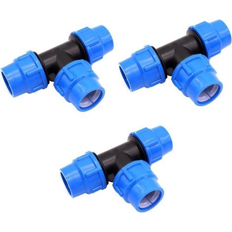 APEX Raccords de tuyauterie 25 mm, joints de tuyauterie d'eau de type T - 25 mm x 25 mm x 25 mm, joints de tuyauterie à compression PN16 (3 pièces) (1/5)