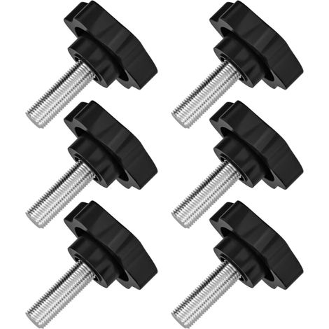 M6x40mm 6pcs Pommeau de serrage en forme de prune Hex, étoile filetée mâle M6 ×40mm (1/4)