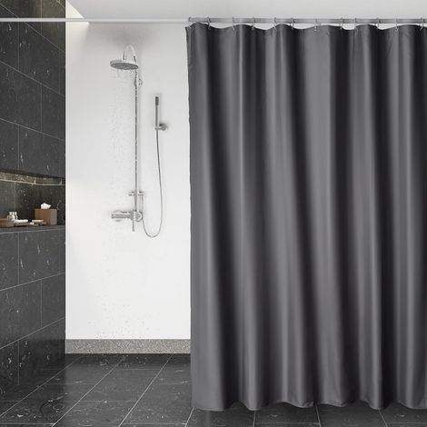 Dunkelgrauer, schnelltrocknender Duschvorhang, 180 x 200 cm, wasserdicht, maschinenwaschbar, Polyester (1/5)