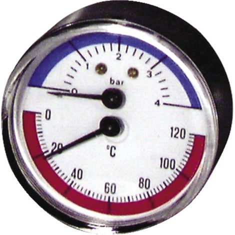 Runder Druckmesser 0 bis 120°C - 0 bis 4 bar Durchmesser 63mm - DIFF