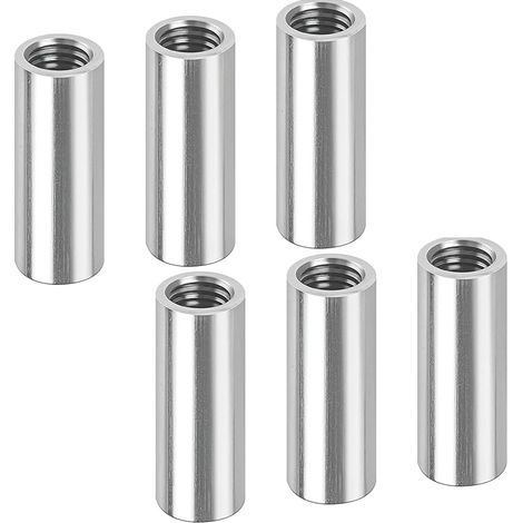 Lot de 6 Écrous de Connexion Ronds M8, Manchons Ronds avec Filetage Intérieur, Acier inoxydable A2/V2A, Écrous à Tige pour Support (1/5)