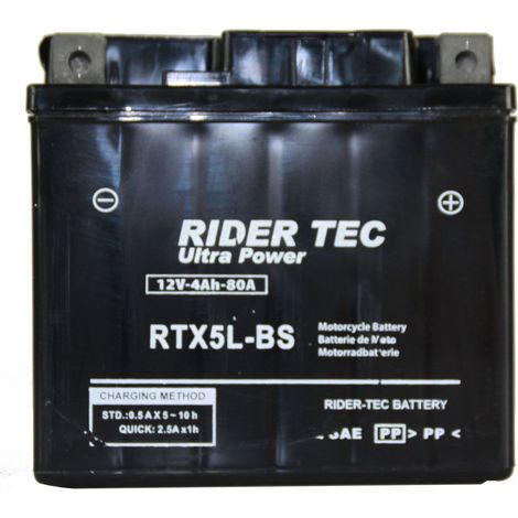 Batterie Moto Rtx5l-bs Sans Entretien 12v 4ah 80a Rider-tec (1/2)