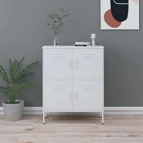 336143 vidaXL Storage Cabinet White 80x35x101,5 cm Steel (1/5)