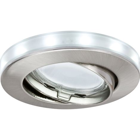 PAULMANN - SET FARETTI LED DA INCASSO BASCULANTI - CON ANELLO FERRO - 3 x 11W, 230V, GU10, 1,5W, 12V - FERRO SPAZZOLATO (1/2)