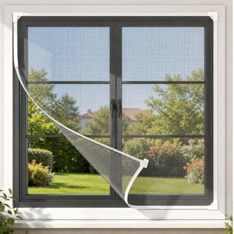 Moustiquaire Fenêtre Magnétique, 120x130 cm en Fibre de Verre, Taille Ajustable DIY Moustiquaire Aimantée Sans Perçage, Montage Simple, pour Fenêtres de Coulissantes (1/5)