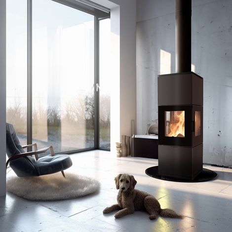 Kratki Stahlofen INGA 8 kw Ø 150 Schwarz Kaminofen Ofen Kamin dreiseitige Sicht (1/5)