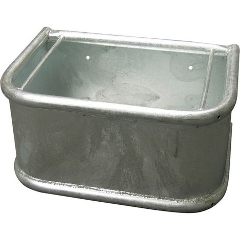 Mangeoire rectangulaire en acier zingué 35L – Bords arrondis pour sécurité – Vidage Plug 15mm – Dimensions 45 x 34 x 24 cm – Kerbl