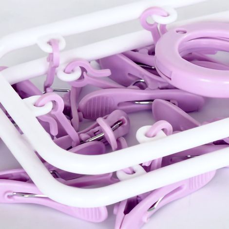 Scandia Handtuchhalter mit 12 drehbaren Clips und windfester Befestigung – ergonomisches Design aus robustem, violettem Kunststoff (1/4)