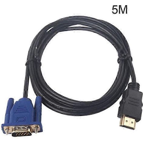 Câble adaptateur HDMI vers VGA 15 broches mâle 1080p de 1,8/3/5/10 m pour téléviseur HD LCD 5 m (1/2)