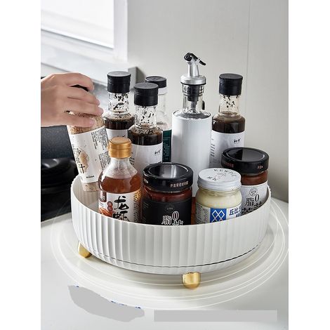 Pearl White Rotating Round Spice Storage Organizer (1/5)