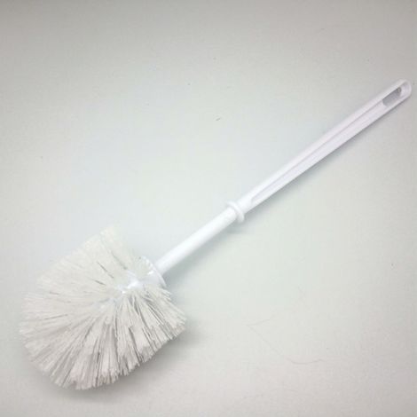 Escobilla de baño redonda blanca, de 360 mm de largo y 84 mm de diámetro, para montaje en pared. Cepillo de limpieza para uso doméstico. (1/5)