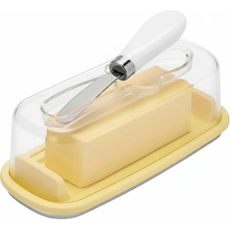 Burriera con coperchio e coltello. Contenitore ermetico per burro, ideale per il piano di lavoro e il frigorifero, adatto sia per il burro a panetti della costa orientale che per quello occidentale, l (1/4)