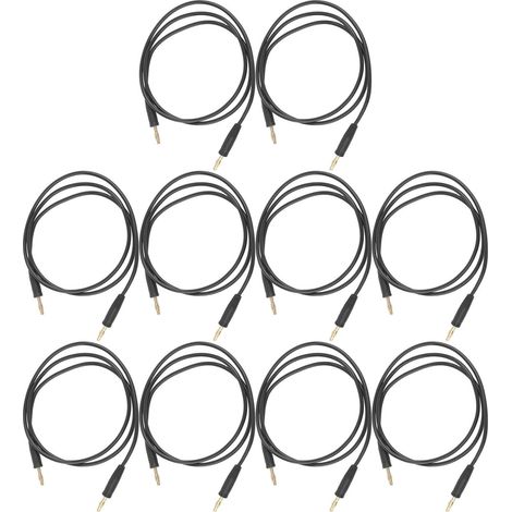 Lot de 10 cordons de test à fiches bananes mâle-mâle, plaqués or et nickel, en laiton pour soudure J.70003, 4 mm, noirs (1/5)