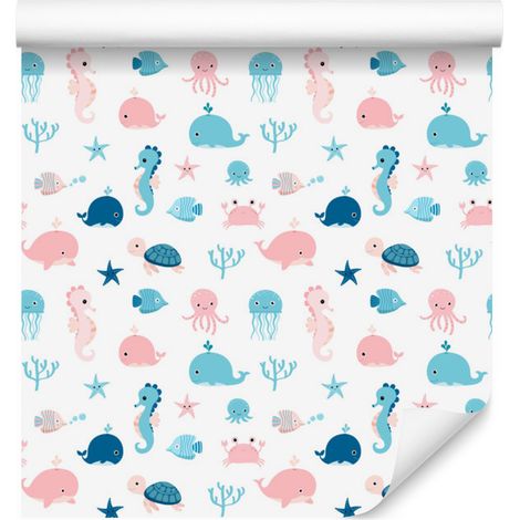Carta da parati con animali marini per soggiorno e camera da letto, 50x1000 cm (1/5)