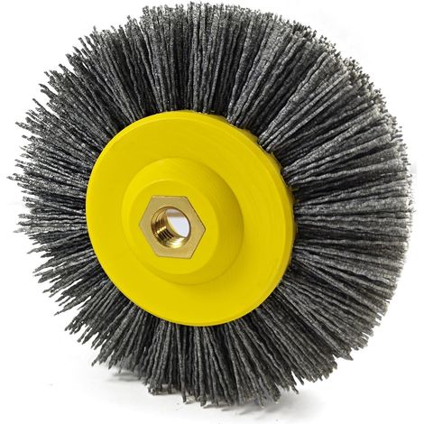 Écrou M14 brosse Perceuse, Outil de Meulage et de Polissage, Adapté au Nettoyage des Surfaces Métalliques, foret brosse metallique pour perceuse adapté à disqueuse jaune (1/5)