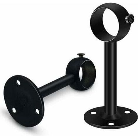 Jeu de 2 supports de tringle à rideau noirs robustes pour tringle de plafond, supports de tringle à rideau en acier inoxydable de 25 mm, supports de tringle à rideau pour penderie, penderie