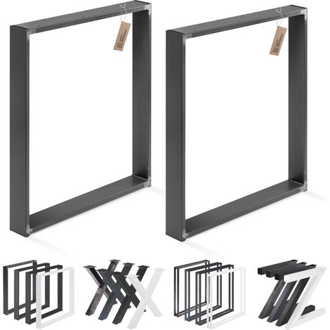 LAMO Manufaktur Lot de 2 pieds de table è manger ou de bureau, modèle Simple Massive, Profil 80x20 mm, 80x72 cm (L x H), Acier Brut, LTS-01-C-FF-0000