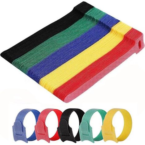 Attaches de câble réutilisables réglables et amovibles crochets boucles organisateurs câbles cordons rangement 100 pièces Multicolore (1/5)