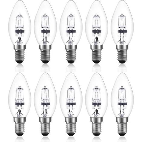 Ampoule halogène 42 W E14 C35 à intensité variable, AC 220-240 V, blanc chaud 2700 K, ampoule halogène transparente E14 (lot de 10) (1/3)