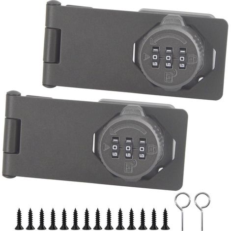 2er Set Zahlenschloss 10,2cm Grau für Tor & Schrank, 3-stellig, Zinklegierung