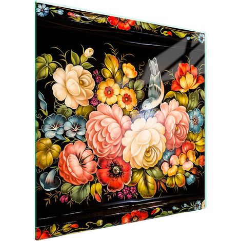 Protezione in vetro per piano cottura 50x52 cm con motivo floreale (1/5)