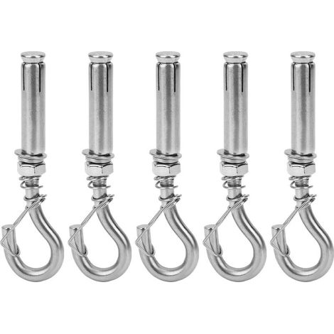 Cheville à visser M8 avec crochet, lot de 5, inox 304, fixation murale robuste pour béton, accessoire de quincaillerie industrielle (1/5)