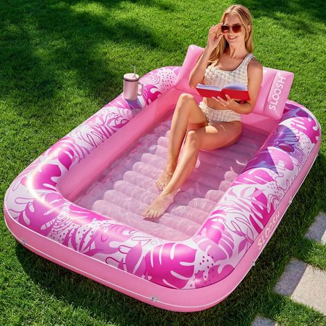 Matelas Gonflable 178 x 116 cm pour Piscine, Bain de Soleil pour Adultes, Flotteur de Piscine, Matelas Gonflable pour Adultes, divertissements d'été, fête Aquatique (Fleur Violette)