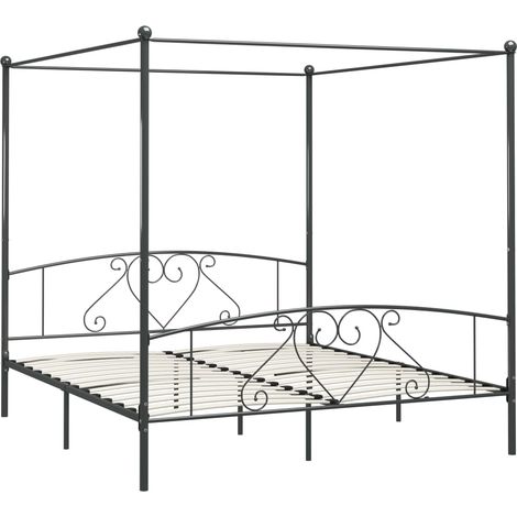 Maison Exclusive - Himmelbett-Gestell Grau Metall 180 x 200 cm