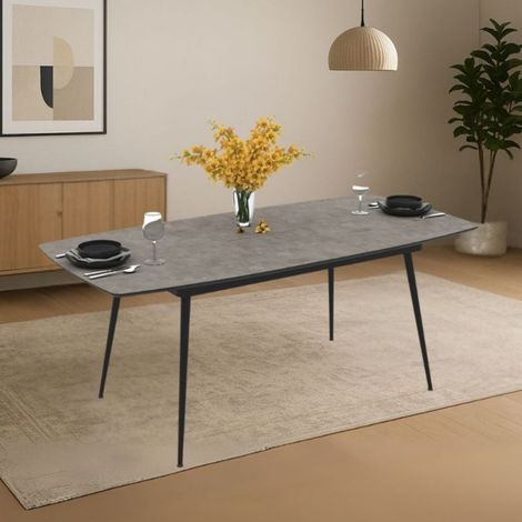Mesa extensible color cemento con patas negras 145x80x75H extensible hasta 185 Yense (1/5)