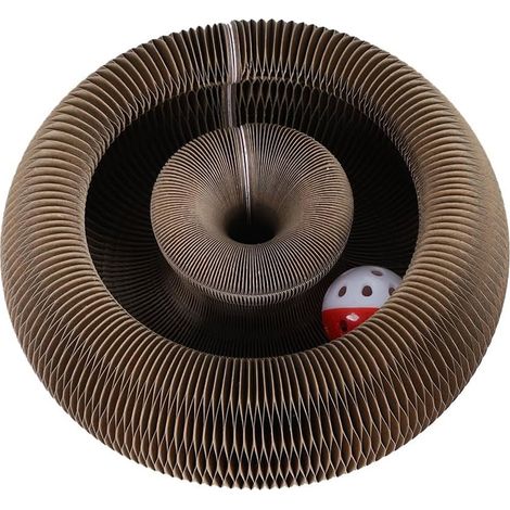 Jouet pour chat Twisty Paws avec griffoir magnétique en carton, circuit accordéon pliable et balle à clochette – Jouet d'intérieur p (1/5)