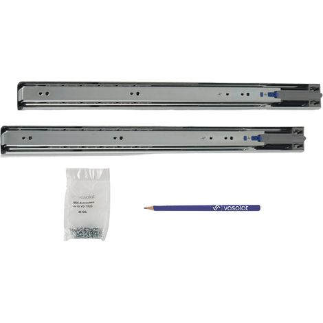 Schubladenschienen 450mm softclose Kugelführung - Vollauszug mit integrierter Dämpfung, 32-Systemlochung - 1 Paar (1/5)