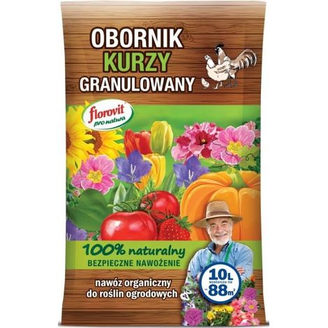 Engrais granulé organique Florovit à base de fumier de poulet 10 l (1/2)
