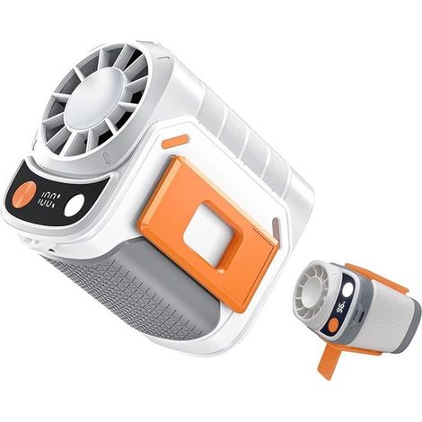 Ventilateur de taille portable avec clip, rechargeable, 18 000 tr/min, 5 modes, batterie USB-C 6 000 mAh, affichage numérique - Blanc (1/5)