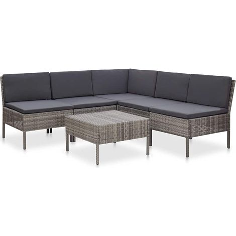 vidaXL Set Divani da Giardino 6 pz con Cuscini in Polyrattan (1/5)