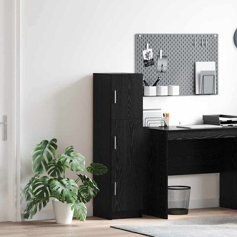 Vidaxl – Buffet en bois d'ingénierie chêne noir 31,5 x 32 x 124 cm – Design moderne avec étagères et tiroirs – Parfait pour petits espaces