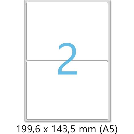 Lot de 10 Planches A4 de 2 étiquettes autocollantes A5 format 199,6 x 143,5 mm (1/3)