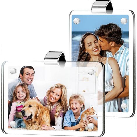 Support photo magnétique pour pare-soleil de voiture, lot de 2 cadres photo acryliques magnétiques pour pare-soleil, idéal pour vos photos (1/5)
